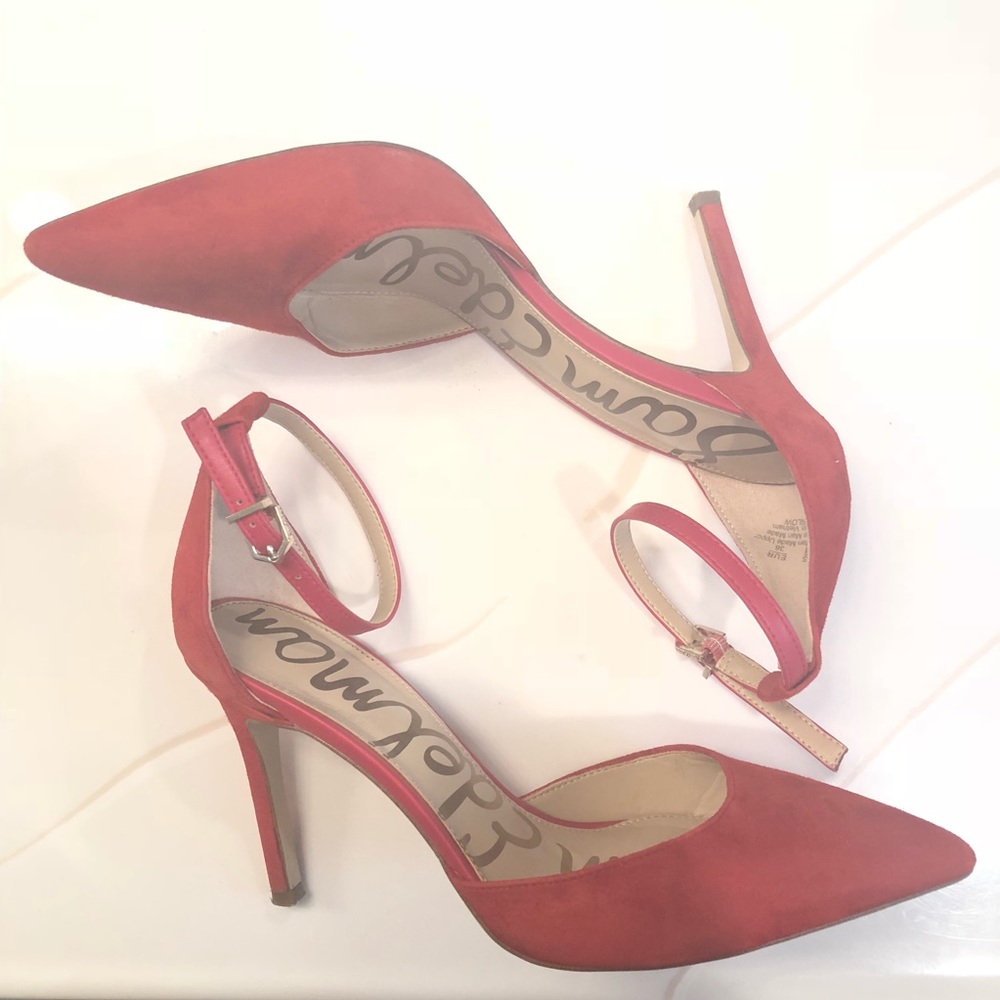 Red Pump Heels with Strap